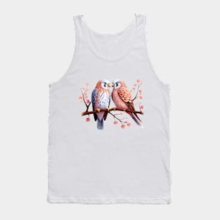 Valentine Kissing Kestrel Bird Couple Tank Top